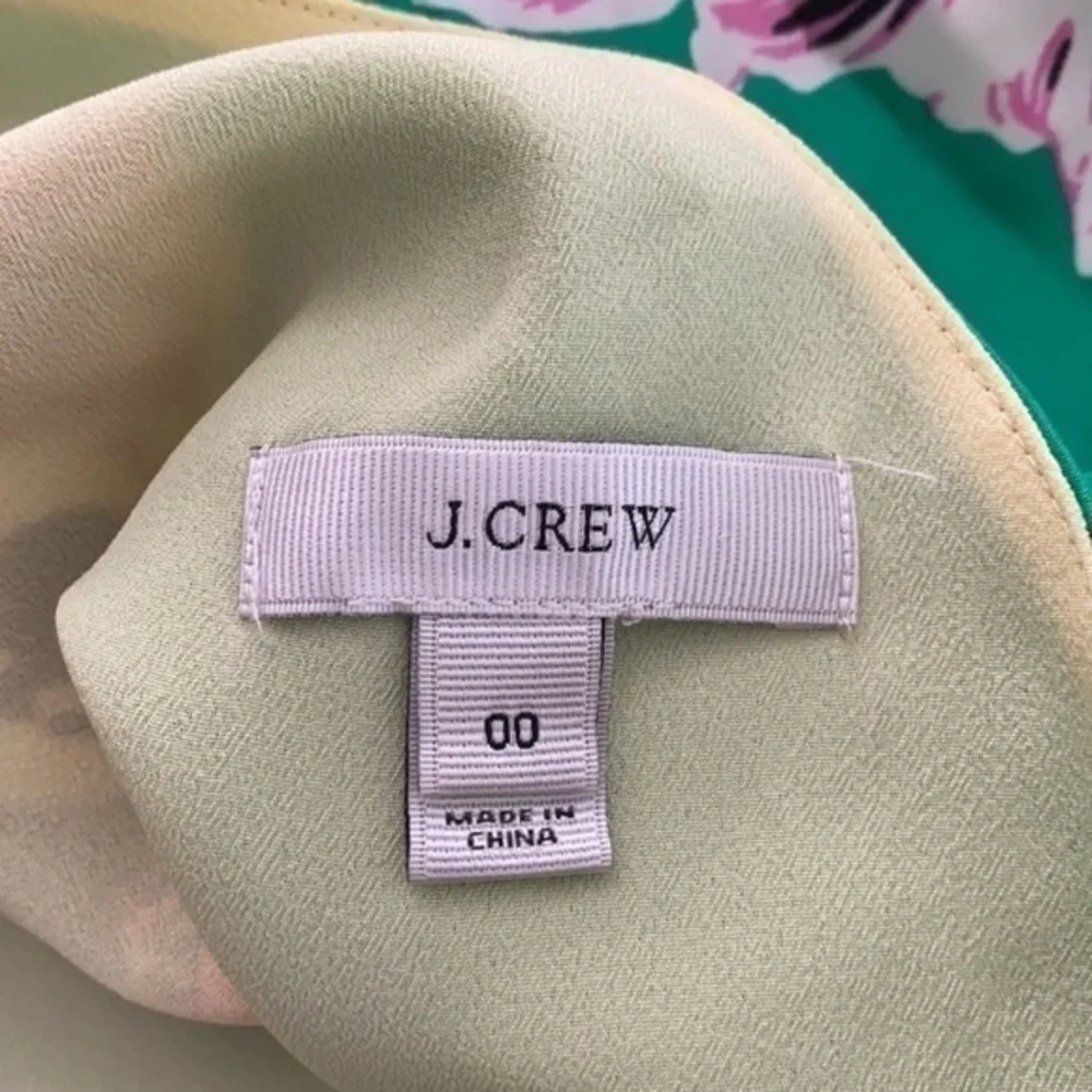 J. Crew green floral silk halter shift dress